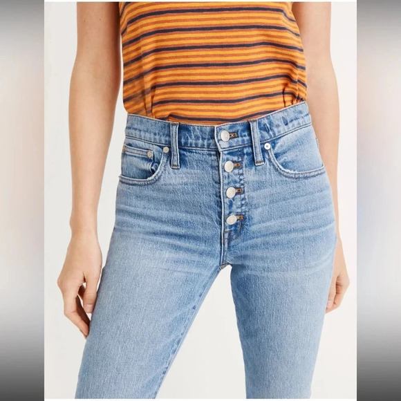 Madewell Cali Demi-Boot Jeans Comfort Stretch Edition Raw Hem Size 27 - Picture 4 of 16